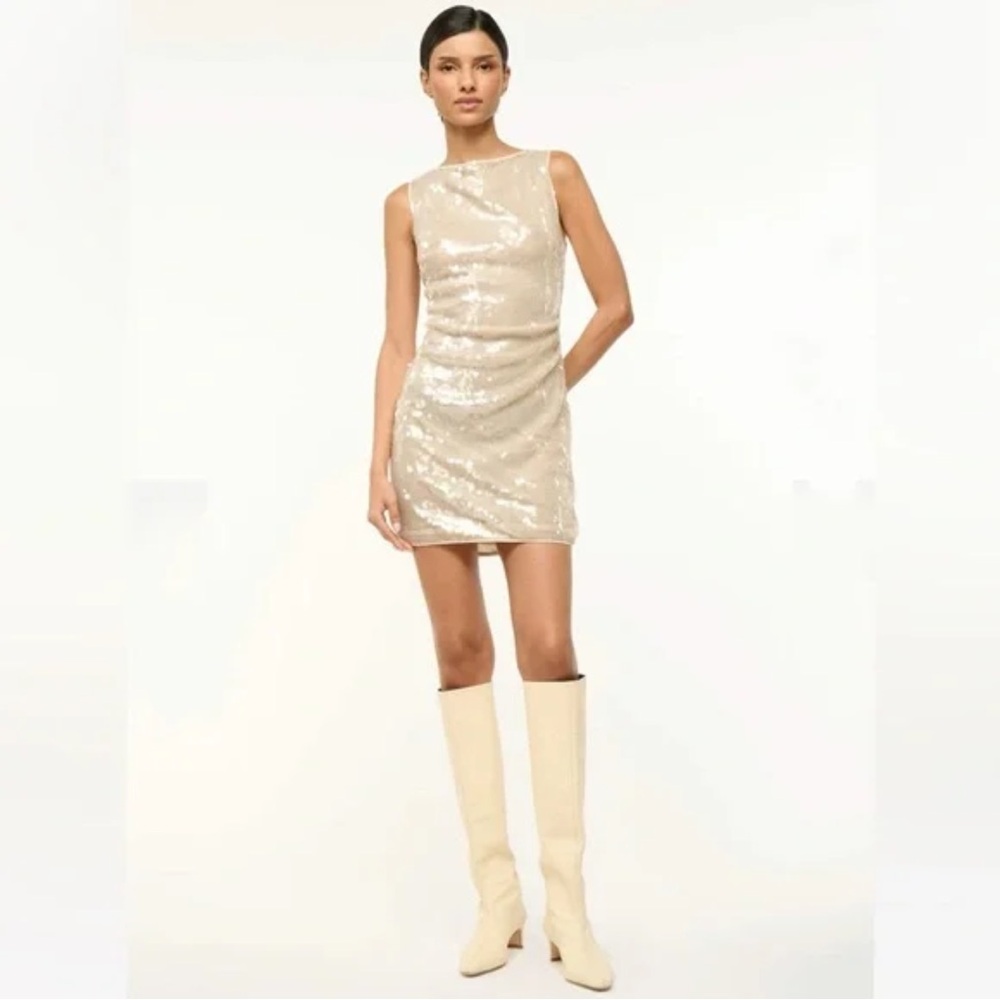 STAUD Eton Sequin Mini Dress in Moon Size XS - Picture 2 of 12